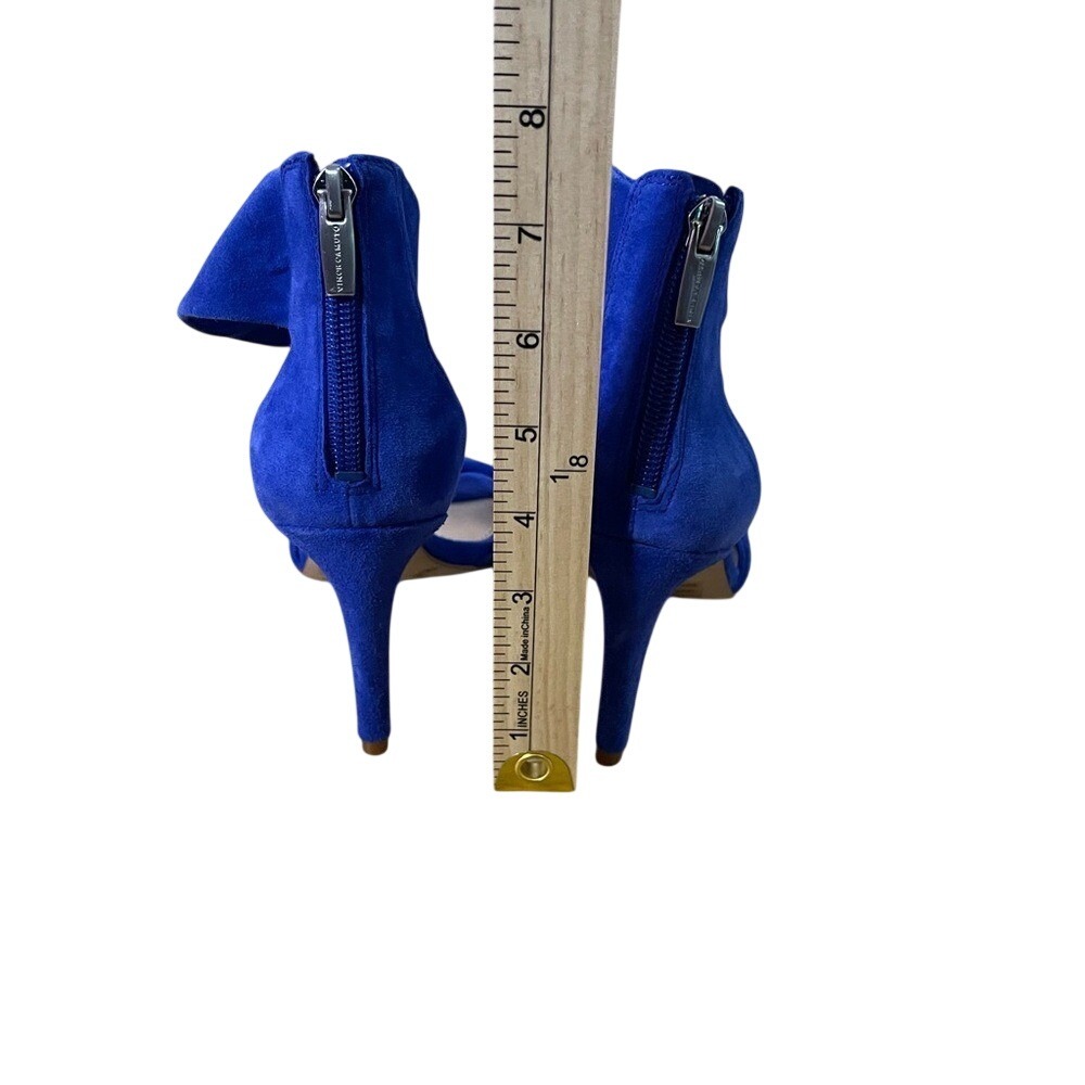 Vince Camuto Camden Cobalt Blue Suede Ankle Wrap‎ Stiletto Sandals Heels 7 - Picture 7 of 10